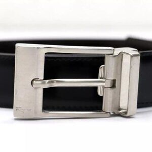 Salvatore Ferragamo Men's Rectangular Buckle Belt Black 36